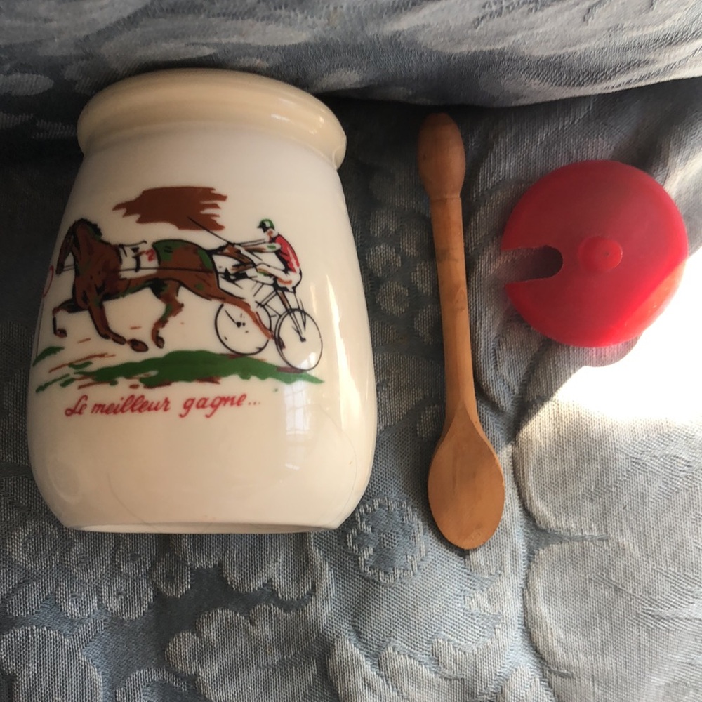 RARE set Vtg Amira Moutarde mustard jar and spoon